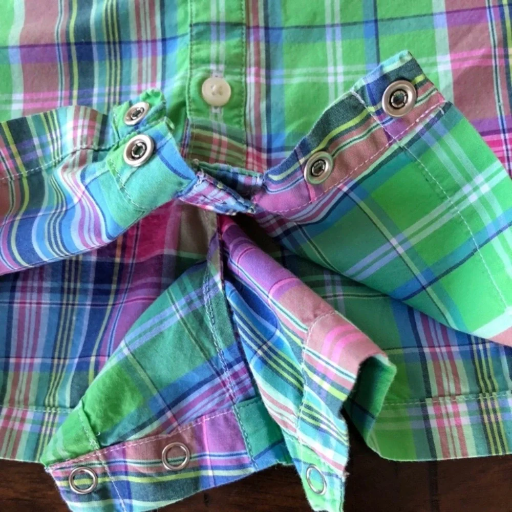 Ralph Lauren Plaid Poplin Romper Baby Boy